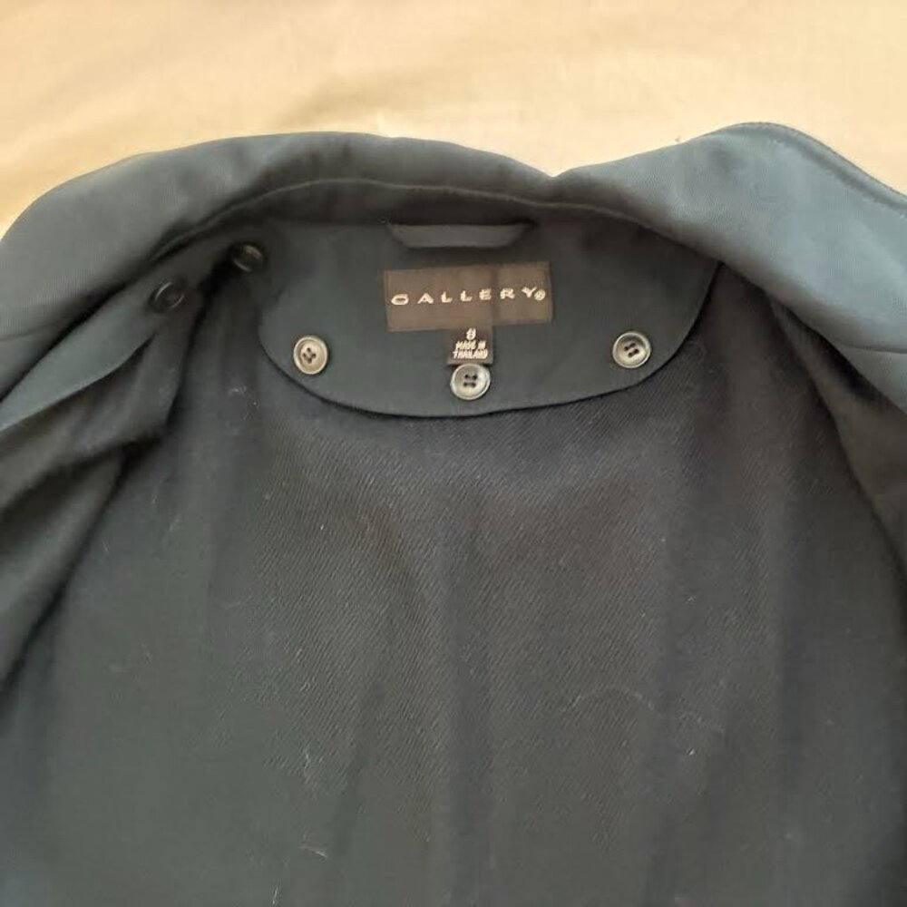 Gallery Trench Coat – Size 8 | Gently Used | Elegant Blue with hint of Green Hue - Picture 3 of 5